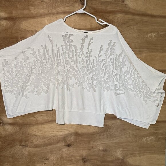 VTG Spiegel Woman Medium white kimono sleeve sweater mesh corral pattern - Picture 2 of 8